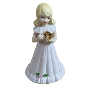 #9 Birthday Topper 1981 Enesco Growing Up Birthday Girl Age 9 Porcelain Figurine